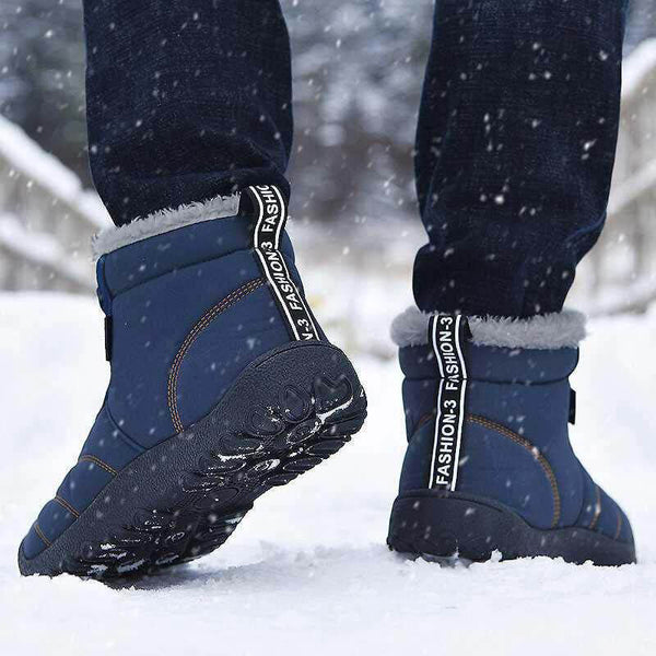 Kaegreel Tamaño de gran tamaño Hombre Raya impermeable Forro de peluche Botas de tobillo