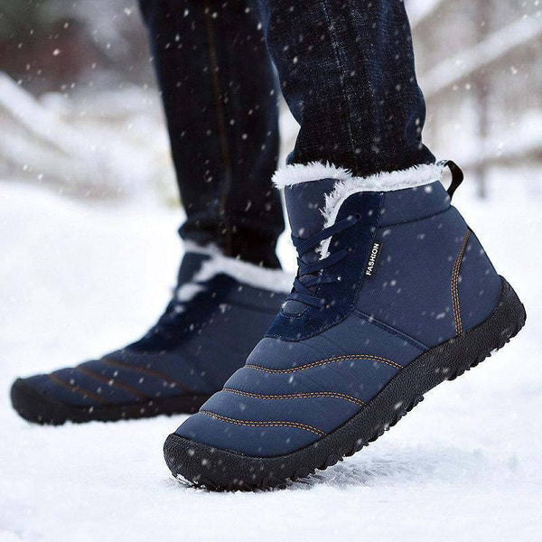 Kaegreel Tamaño de gran tamaño Hombre Raya impermeable Forro de peluche Botas de tobillo