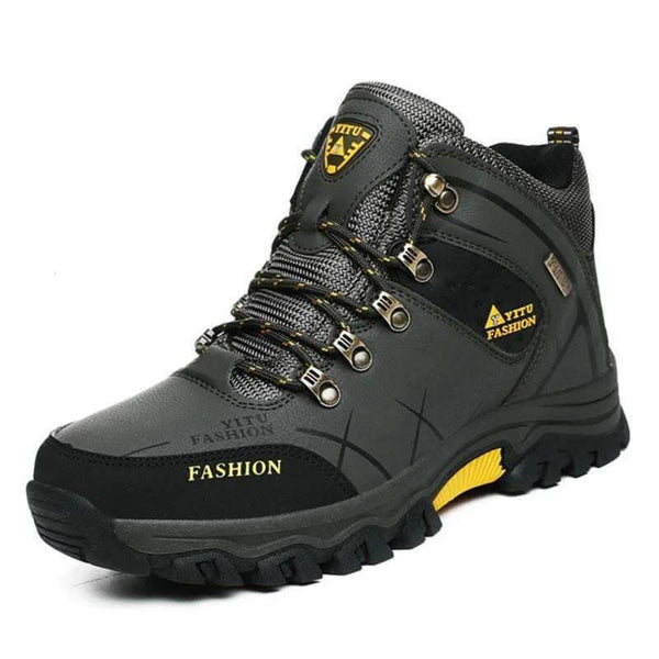 Kaegreel Hombre Cuero a prueba de agua Cálido al aire libre Botas de senderismo Zapatos de trabajo Zapatos de nieve de invierno