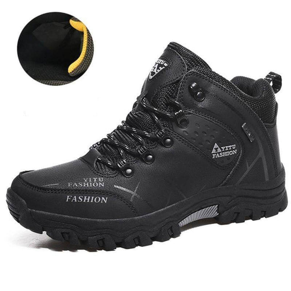 Kaegreel Hombre Cuero a prueba de agua Cálido al aire libre Botas de senderismo Zapatos de trabajo Zapatos de nieve de invierno