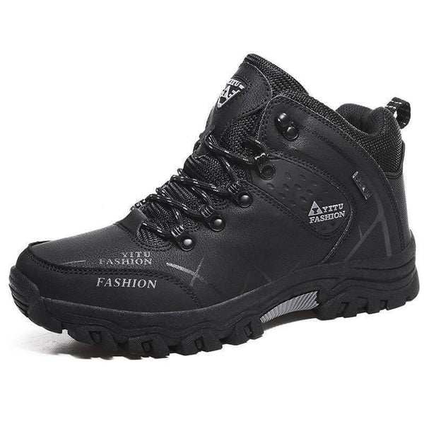 Kaegreel Hombre Cuero a prueba de agua Cálido al aire libre Botas de senderismo Zapatos de trabajo Zapatos de nieve de invierno