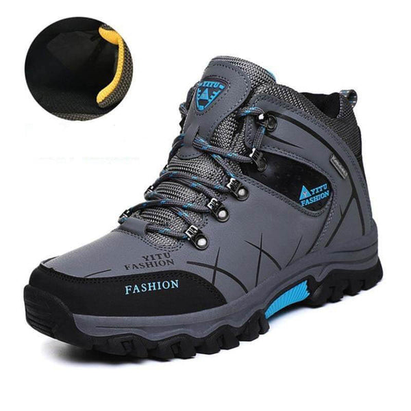 Kaegreel Hombre Cuero a prueba de agua Cálido al aire libre Botas de senderismo Zapatos de trabajo Zapatos de nieve de invierno