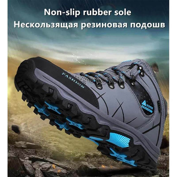 Kaegreel Hombre Cuero a prueba de agua Cálido al aire libre Botas de senderismo Zapatos de trabajo Zapatos de nieve de invierno