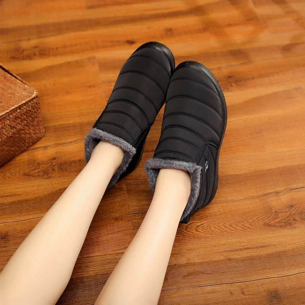 Zapatillas de nieve cálidas para mujeres Fuera de piel al aire libre zapatos de invierno Anti-Slip Ligero de botín Bootie