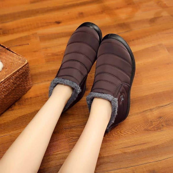 Zapatillas de nieve cálidas para mujeres Fuera de piel al aire libre zapatos de invierno Anti-Slip Ligero de botín Bootie