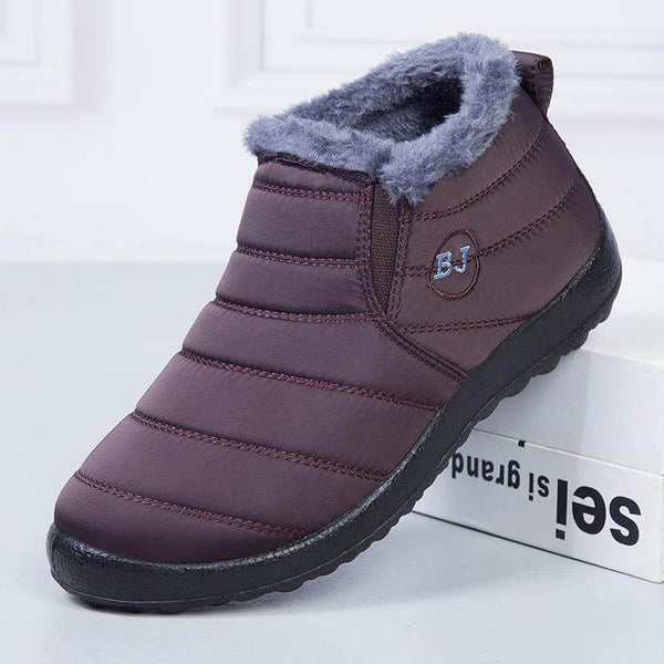 Zapatillas de nieve cálidas para mujeres Fuera de piel al aire libre zapatos de invierno Anti-Slip Ligero de botín Bootie