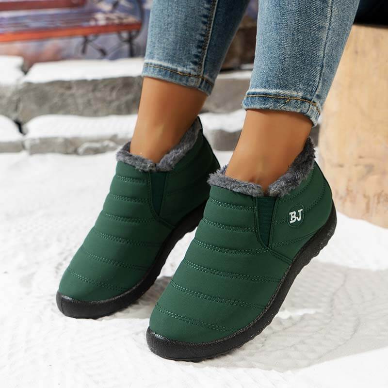 Warm Snow Shoes For Women Outdoor Fur Lining Winter Shoes Anti-Slip Lightweight Ankle Bootie