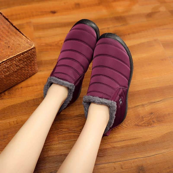 Zapatillas de nieve cálidas para mujeres Fuera de piel al aire libre zapatos de invierno Anti-Slip Ligero de botín Bootie