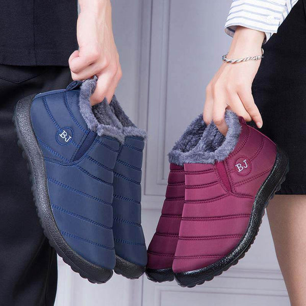 Zapatillas de nieve cálidas para mujeres Fuera de piel al aire libre zapatos de invierno Anti-Slip Ligero de botín Bootie