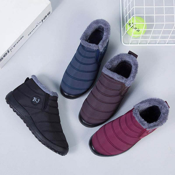 Zapatillas de nieve cálidas para mujeres Fuera de piel al aire libre zapatos de invierno Anti-Slip Ligero de botín Bootie