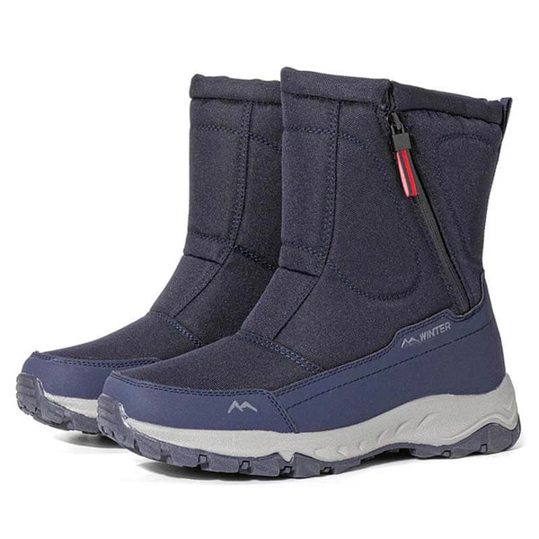Botas de nieve de invierno para hombres con cremallera, impermeable, no deslizamiento, resistente al desgaste, espesas y aterciopeladas tibias