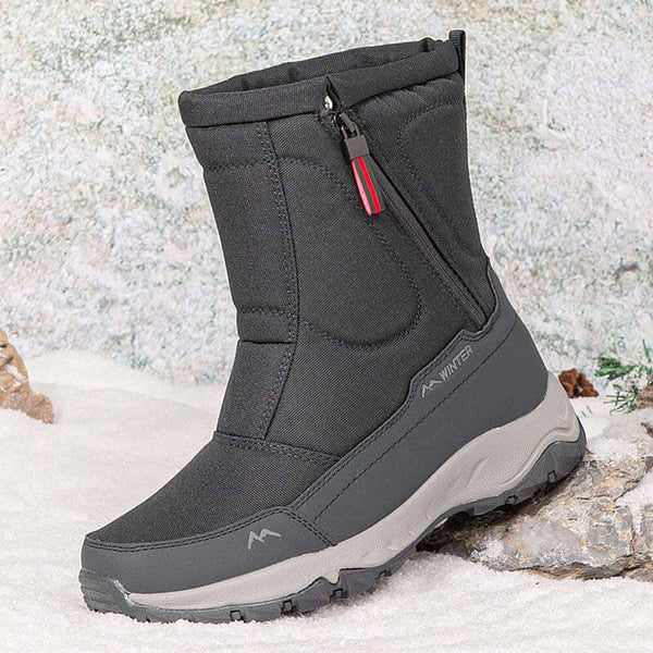 Botas de nieve de invierno para hombres con cremallera, impermeable, no deslizamiento, resistente al desgaste, espesas y aterciopeladas tibias