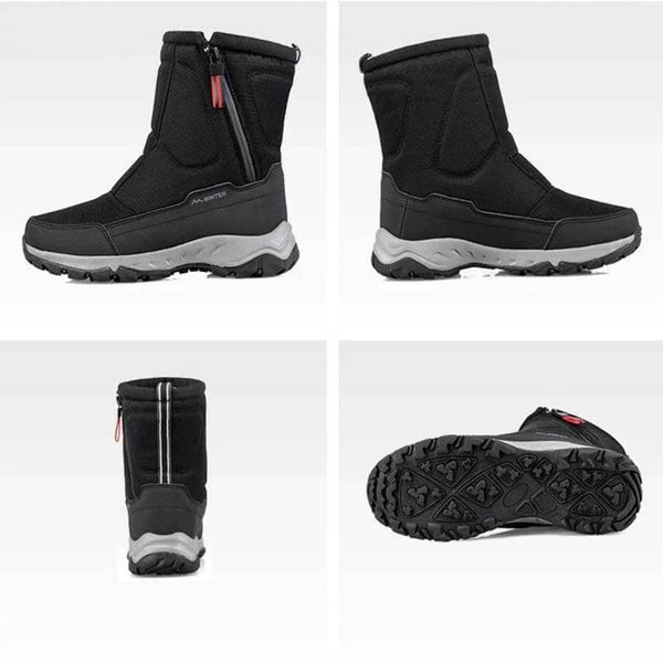 Botas de nieve de invierno para mujeres con cremallera, impermeable, no deslizamiento, resistente al desgaste, espesas y aterciopeladas cálidas