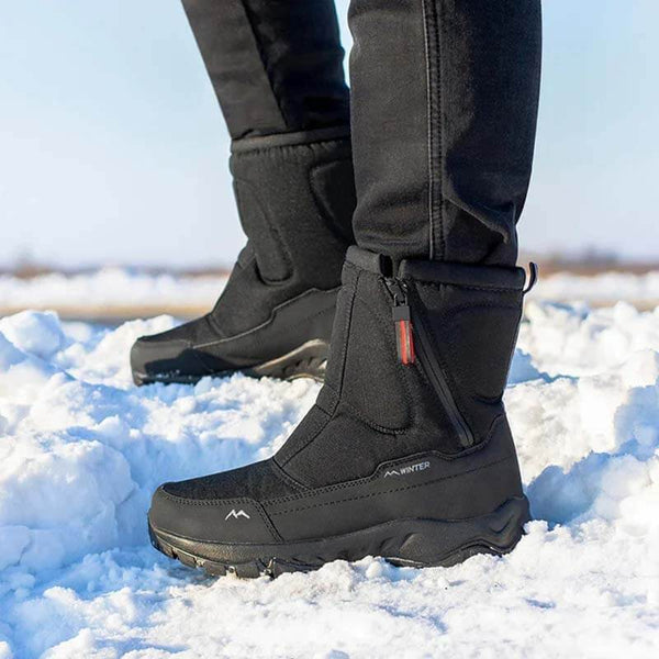 Botas de nieve de invierno para mujeres con cremallera, impermeable, no deslizamiento, resistente al desgaste, espesas y aterciopeladas cálidas