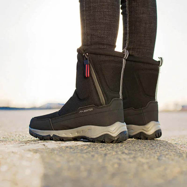 Botas de nieve de invierno para mujeres con cremallera, impermeable, no deslizamiento, resistente al desgaste, espesas y aterciopeladas cálidas