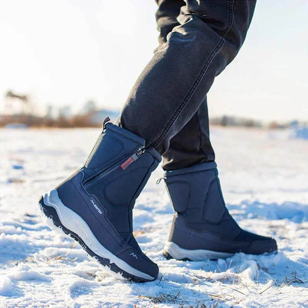 Botas de nieve de invierno para mujeres con cremallera, impermeable, no deslizamiento, resistente al desgaste, espesas y aterciopeladas cálidas
