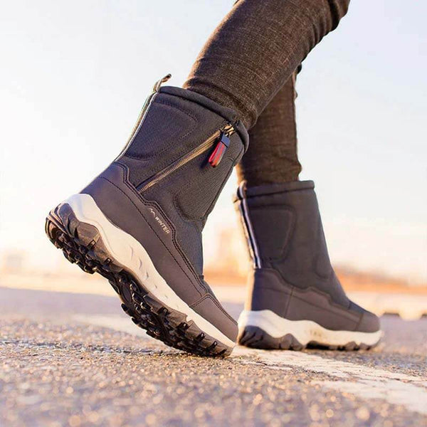 Botas de nieve de invierno para mujeres con cremallera, impermeable, no deslizamiento, resistente al desgaste, espesas y aterciopeladas cálidas