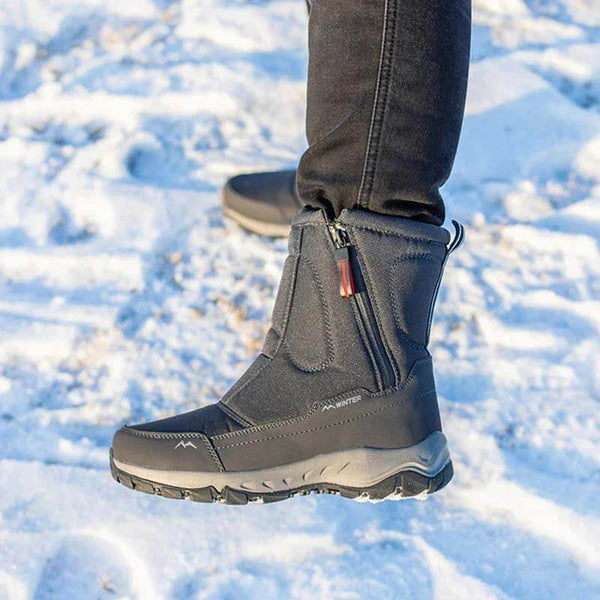 Botas de nieve de invierno para mujeres con cremallera, impermeable, no deslizamiento, resistente al desgaste, espesas y aterciopeladas cálidas