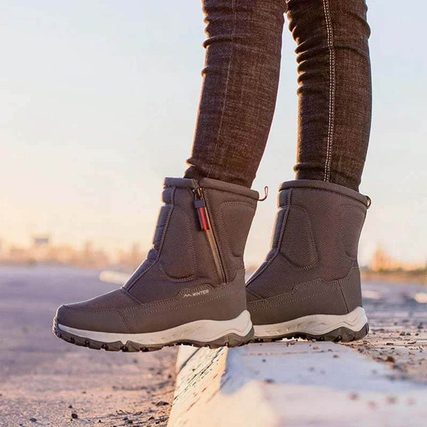 Botas de nieve de invierno para mujeres con cremallera, impermeable, no deslizamiento, resistente al desgaste, espesas y aterciopeladas cálidas