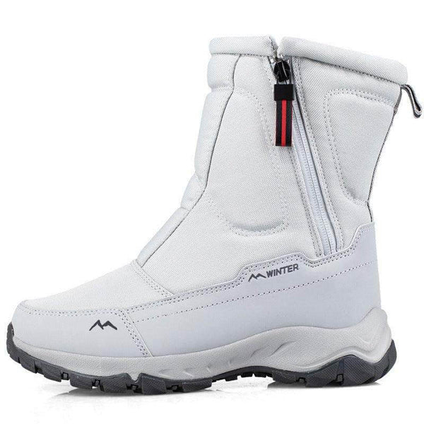 Botas de nieve de invierno para mujeres con cremallera, impermeable, no deslizamiento, resistente al desgaste, espesas y aterciopeladas cálidas