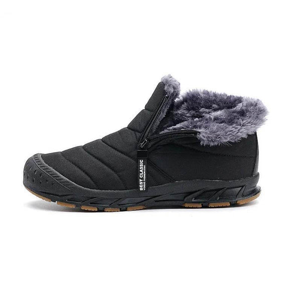 Botas de nieve forradas cálidas botas de eje corta con cremallera de eje al aire libre cómodo sin deslizamiento e impermeable de invierno descalzo (unisex)