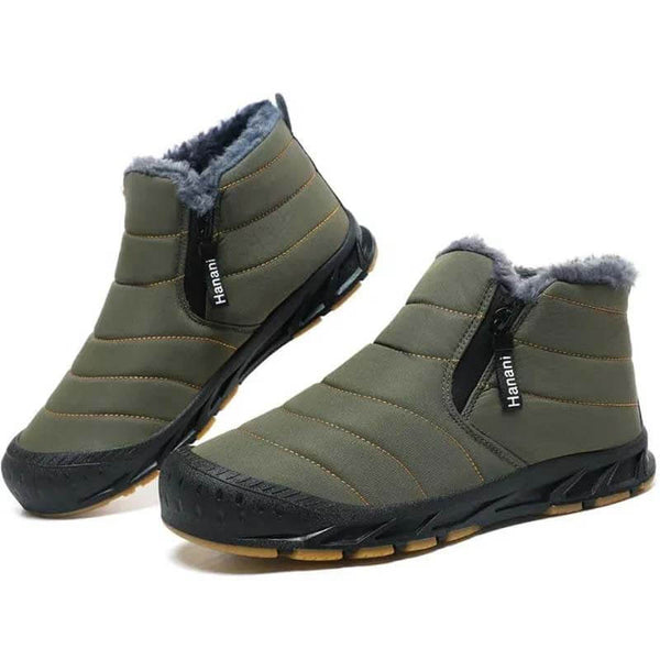 Botas de nieve forradas cálidas botas de eje corta con cremallera de eje al aire libre cómodo sin deslizamiento e impermeable de invierno descalzo (unisex)