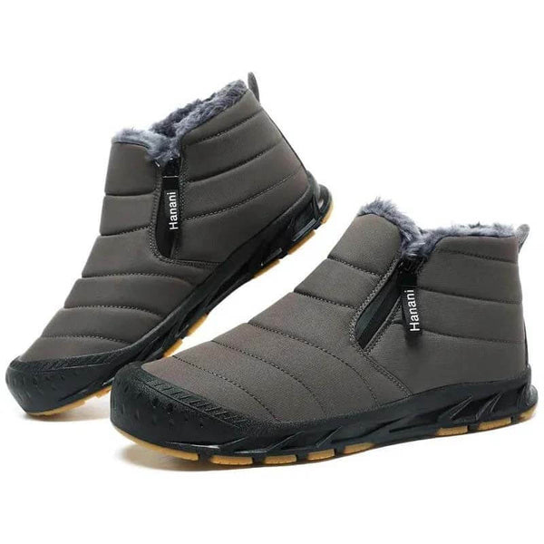 Botas de nieve forradas cálidas botas de eje corta con cremallera de eje al aire libre cómodo sin deslizamiento e impermeable de invierno descalzo (unisex)