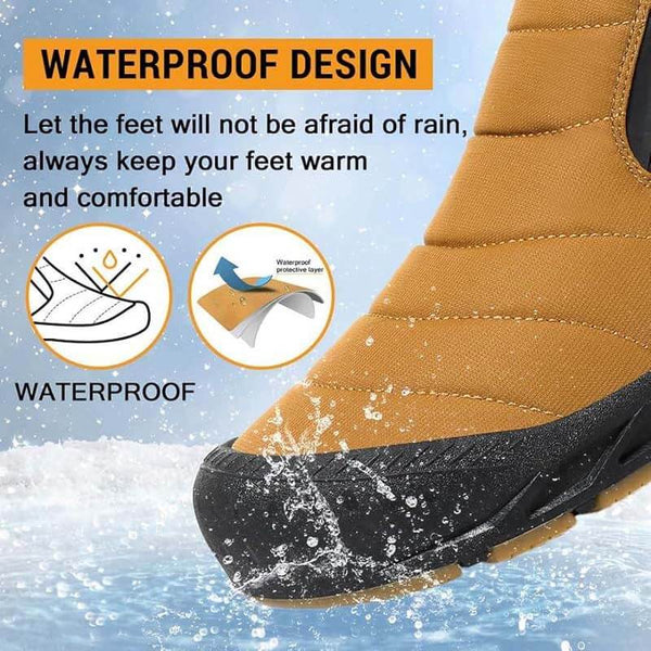 Botas de nieve forradas cálidas botas de eje corta con cremallera de eje al aire libre cómodo sin deslizamiento e impermeable de invierno descalzo (unisex)
