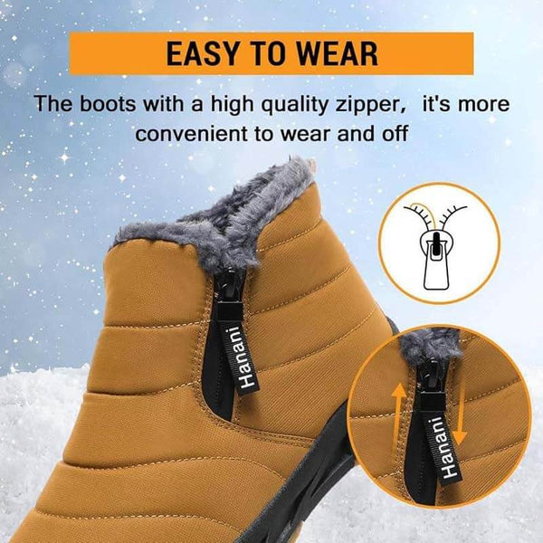 Botas de nieve forradas cálidas botas de eje corta con cremallera de eje al aire libre cómodo sin deslizamiento e impermeable de invierno descalzo (unisex)