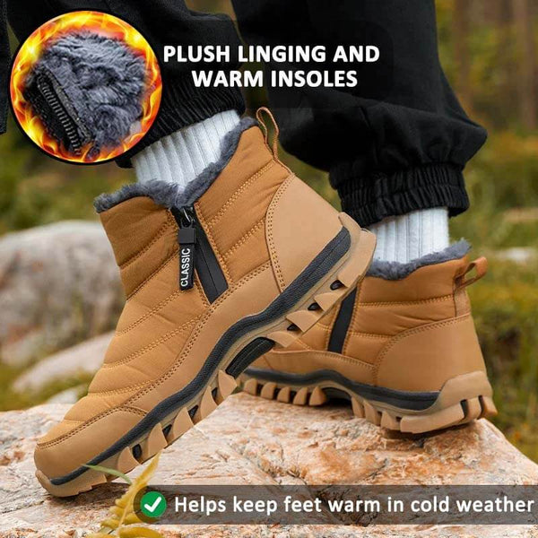 Men calientes zapatos de algodón botas de nieve senderismo al aire libre sin deslizamiento y zapatos de invierno impermeables