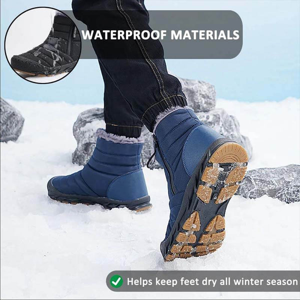 Botas de nieve con cremallera de la parte superior superior al aire libre.
