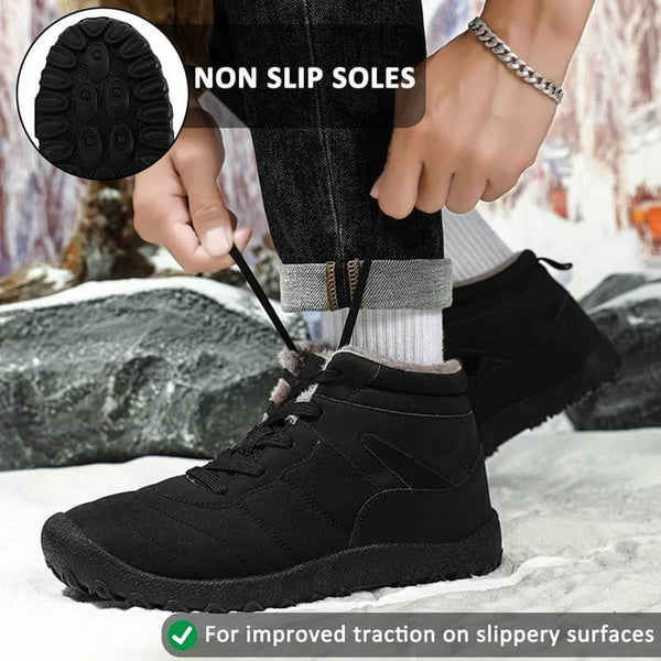 Botas de nieve para hombres correas a prueba de frío zapatos de invierno zapatos de senderismo calzado sin deslizamiento e impermeable zapato descalzo de invierno