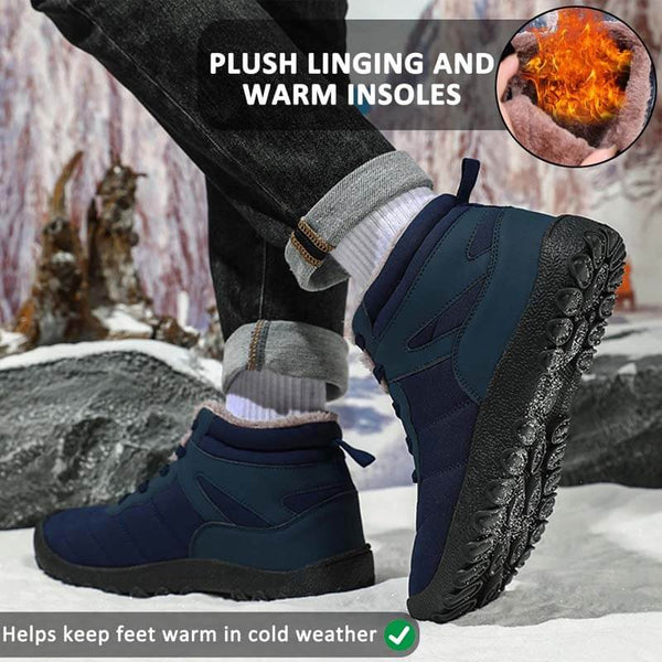 Botas de nieve para hombres correas a prueba de frío zapatos de invierno zapatos de senderismo calzado sin deslizamiento e impermeable zapato descalzo de invierno