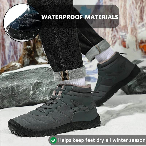 Botas de nieve para hombres correas a prueba de frío zapatos de invierno zapatos de senderismo calzado sin deslizamiento e impermeable zapato descalzo de invierno