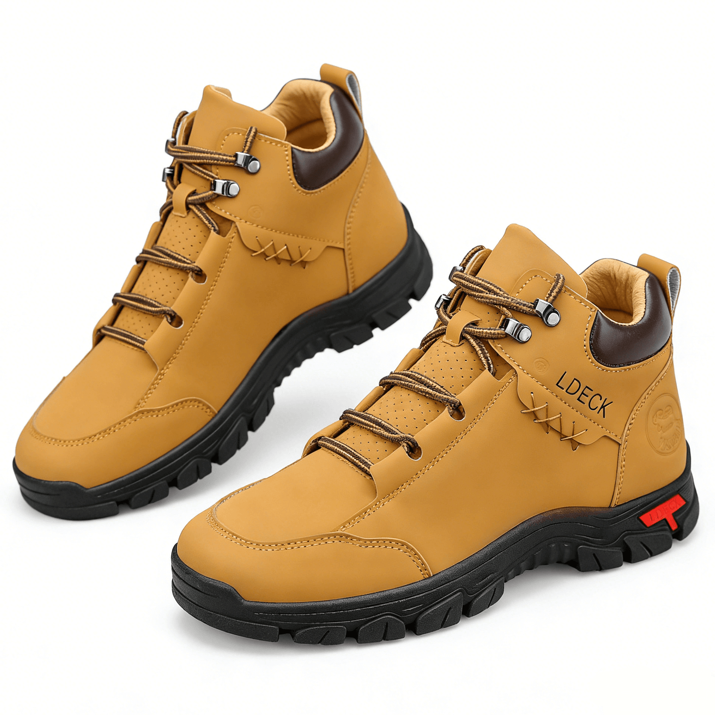 Classic Wheat Leather Mid-Top Adventure Boots - Lightweight Hiking Sneakers with Comfort Cushioned Sole