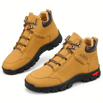 Classic Wheat Leather Mid-Top Adventure Boots - Lightweight Hiking Sneakers with Comfort Cushioned Sole