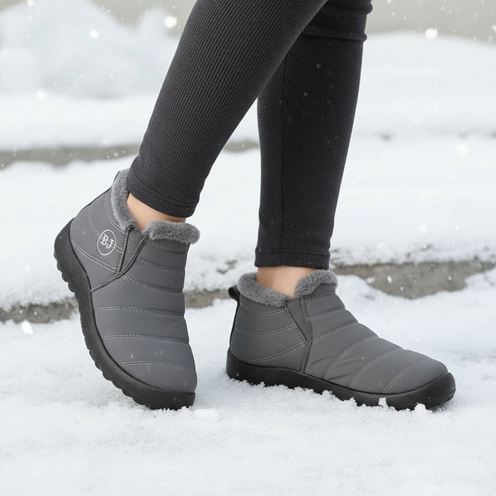 Warm Snow Shoes For Women Outdoor Fur Lining Winter Shoes Anti-Slip Lightweight Ankle Bootie