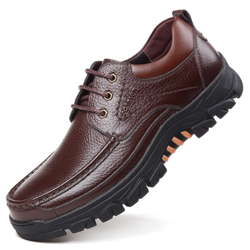 Kaegreel Cuir de vachette pour hommes Cuir imperméable confortable non glissement doux non glissé sur les chaussures décontractées