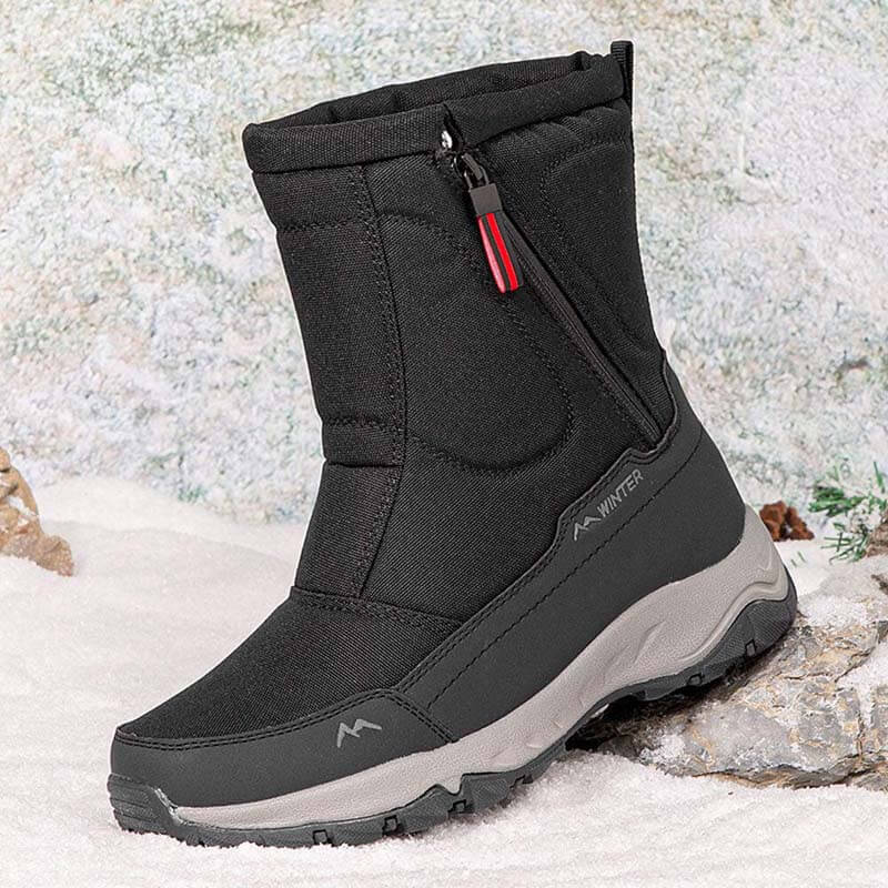 Bottes de neige d'hiver pour hommes Zip côté zip, imperméable, sans glissement, résistant à l'usure, épais et velouté