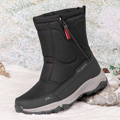 Bottes de neige d'hiver pour hommes Zip côté zip, imperméable, sans glissement, résistant à l'usure, épais et velouté
