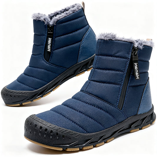 High Top Side Zip Snow Boots Outdoor Sports Leisure Walking Hiking Non-slip & Waterproof Winter Barefoot Shoe (Unisex)