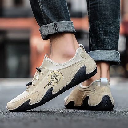 Kaegreel Men's Handmade Leather Shoes Soft Driving Loafers Sneakers