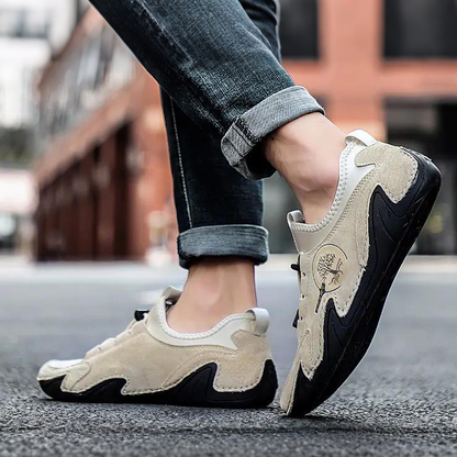 Kaegreel Men's Handmade Leather Shoes Soft Driving Loafers Sneakers