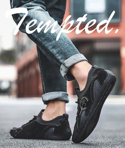 Kaegreel Men's Handmade Leather Shoes Soft Driving Loafers Sneakers