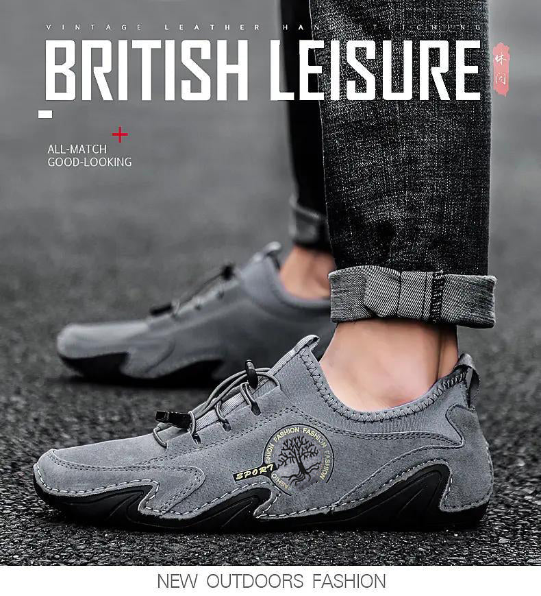 Kaegreel Men's Handmade Leather Shoes Soft Driving Loafers Sneakers