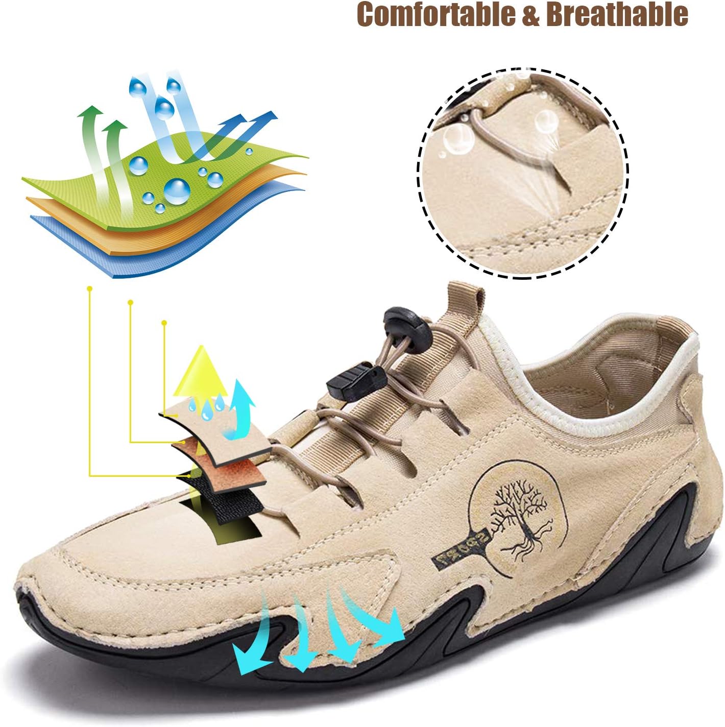 Kaegreel Men's Handmade Leather Shoes Soft Driving Loafers Sneakers