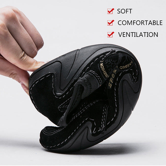 Kaegreel Men's Handmade Leather Shoes Soft Driving Loafers Sneakers