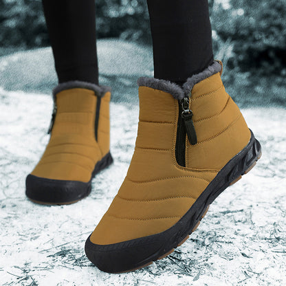 Chaussures d'hiver pour femmes Bottes de neige bordées chaudes zip bottes d'arbre courte