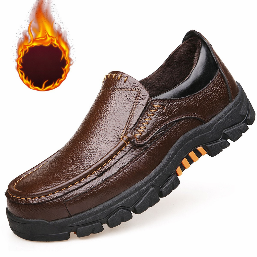 Kaegreel Cuir de vachette pour hommes Cuir imperméable confortable non glissement doux non glissé sur les chaussures décontractées
