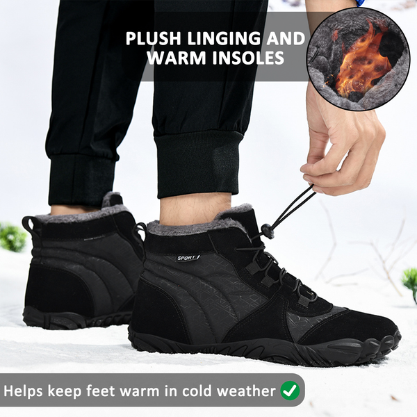 Men's Outdoor High-top Cotton shoes Unisex Barefoot shoes Work shoe Snow Boots Warm Plus Velvet Thickened Mid-tube Hiking Winter shoes